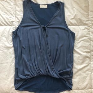Blue cinched waist tank top